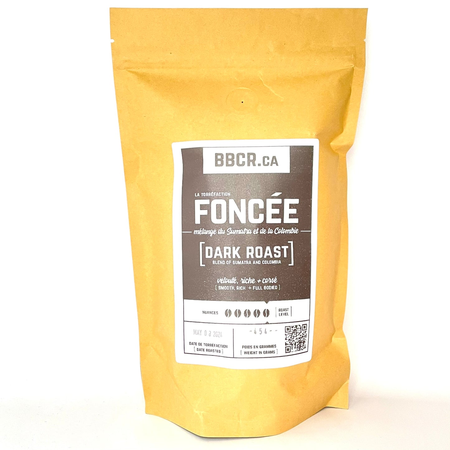 GRAINS DE CAFÉ RÔTI NOIR_ 227g_ Brûlerie Artisanale Brown Bag