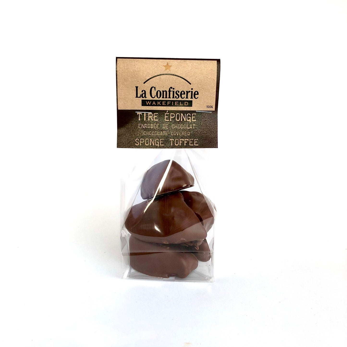 Tire éponge enrobée de chocolat au lait ou noir.